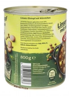 Erasco Linsen-Eintopf Mit Würstchen -Lebensmittelgeschäft 4502050025 4037300108293 03