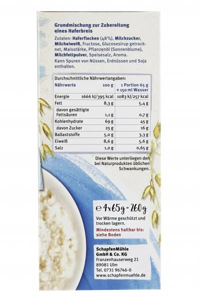 Schapfenmühle Porridge Hafermahlzeit Natur 2 Schapfenmühle Porridge Hafermahlzeit Natur – Bild 2