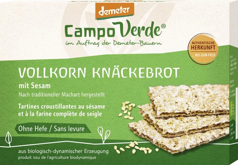 Campo Verde Demeter Vollkorn Knäckebrot Mit Sesam 1 Campo Verde Demeter Vollkorn Knäckebrot Mit Sesam
